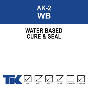 ak-2-wb A 100% water-based, high solids acrylic resin compound for curing, sealing, protecting and dust proofing new or existing concrete and masonry surfaces. TK-ACHRO KURE AK-2 WB is also formulated to seal many types of porous tile and resilient floor and wall coverings.