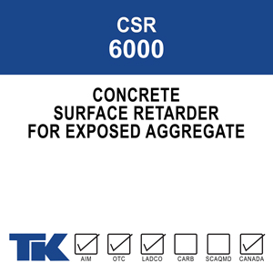A concrete surface retarder for application to freshly placed horizontal concrete surfaces. TK-6000 chemically retards, or delays, the set of the concrete to allow the top layer (known as surface mortar)