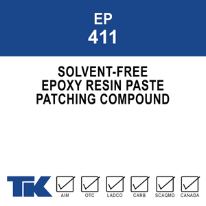 ep-411 A versatile, two-component, 100% solids solvent-free epoxy resin paste system for vertical or overhead patching and bonding on new or existing concrete.