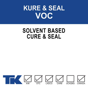kure-&-seal-voc A blend of 100% methyl/methacrylate polymers used as a superior curing, sealing and protective compound for exposed aggregate, colored concrete and other decorative concrete and masonry surfaces. Available in Gloss or Matte finishes. "VOC" formulation meets VOC content requirements.