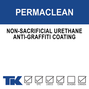 permaclean Features a unique blend of aliphatic urethane resins specifically formulated to protect surfaces from graffiti vandalism. Substances such as spray paint, lipstick, nail polish, marker and multiple component paint products