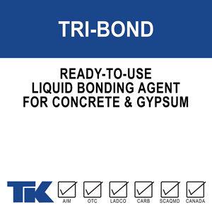 tri-bond A liquid, ready-to-use, high build, re-emulsifiable bonding agent for adhering gypsum plaster and Portland cement mixtures to a variety of surfaces.
