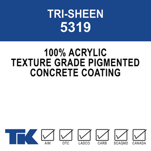 tri-sheen-5319 A 100% acrylic, a non-cementitious protective coating that provides a durable and attractive textured finish for a variety of decorative surfaces