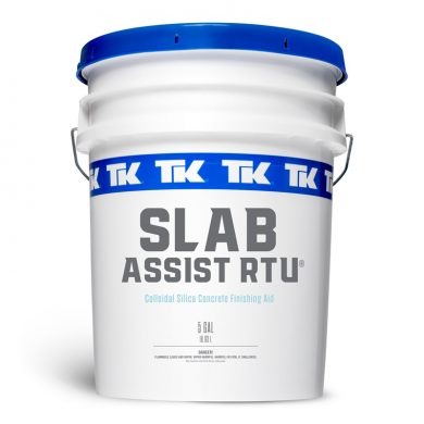 1 and 5 Gallons TK Slab Assist Concrete Finishing Aid available in Ready to Use and Concentrate Formulas
